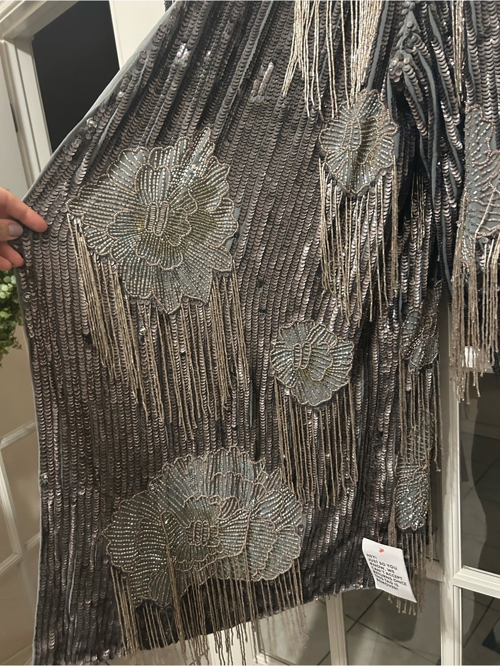 ASOS Embellished Silver Fringe Open Jacket - Picture 5 of 7